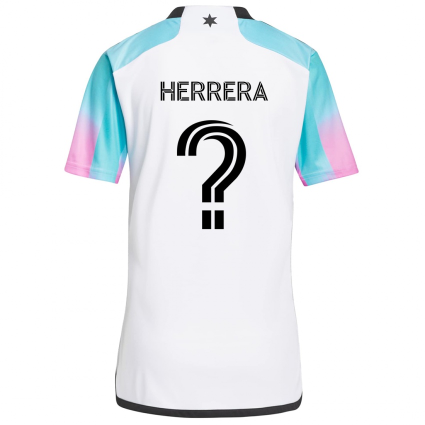 Børn Oscar Herrera #0 Hvid Blå Sort Udebane Spillertrøjer 2024/25 Trøje T-Shirt