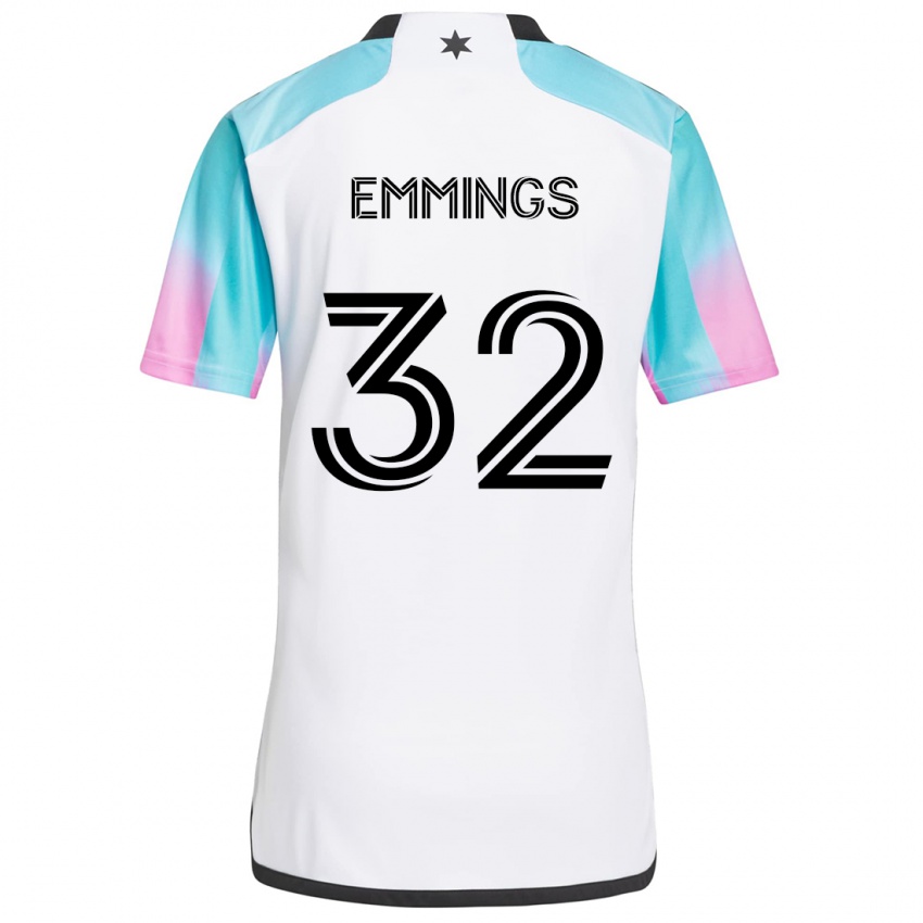 Børn Fred Emmings #32 Hvid Blå Sort Udebane Spillertrøjer 2024/25 Trøje T-Shirt