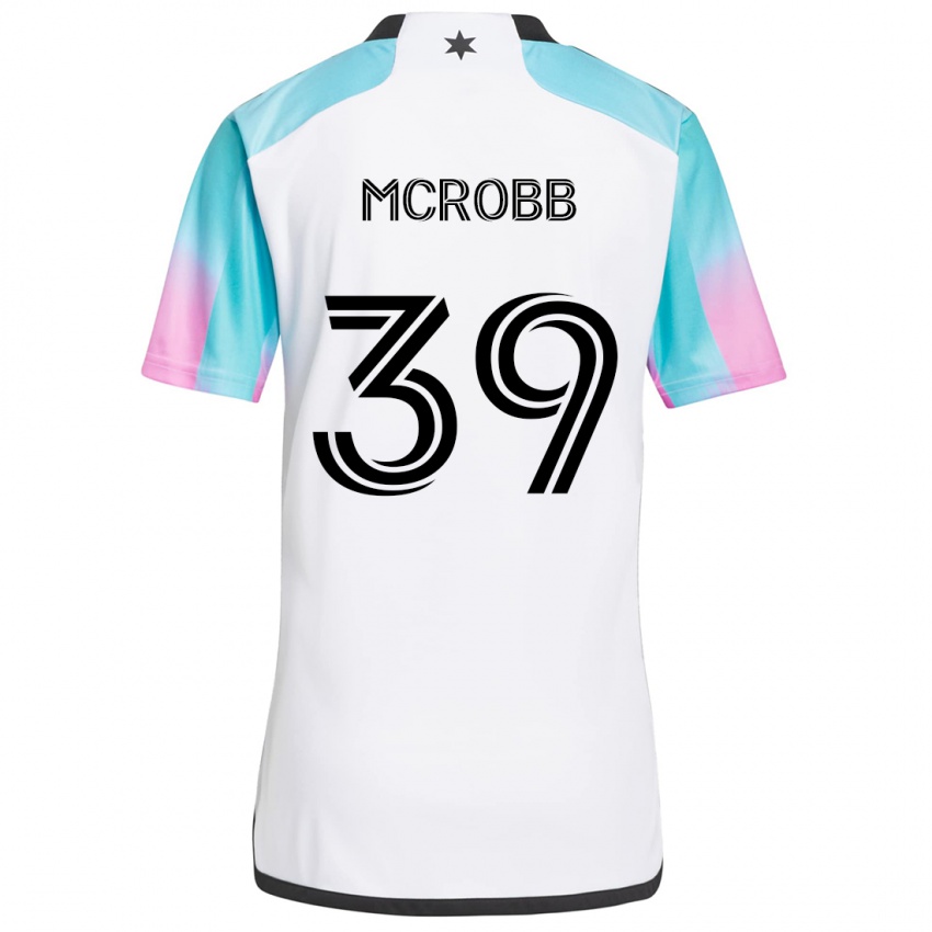 Børn Finn Mcrobb #39 Hvid Blå Sort Udebane Spillertrøjer 2024/25 Trøje T-Shirt