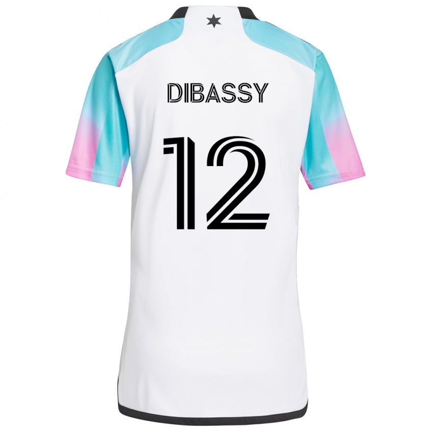 Børn Bakaye Dibassy #12 Hvid Blå Sort Udebane Spillertrøjer 2024/25 Trøje T-Shirt