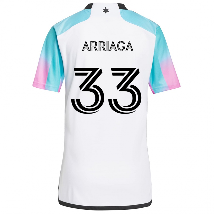 Børn Kervin Arriaga #33 Hvid Blå Sort Udebane Spillertrøjer 2024/25 Trøje T-Shirt