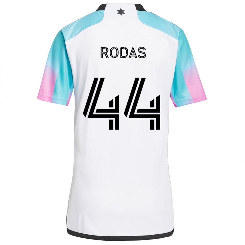 Børn Geremy Rodas #44 Hvid Blå Sort Udebane Spillertrøjer 2024/25 Trøje T-Shirt