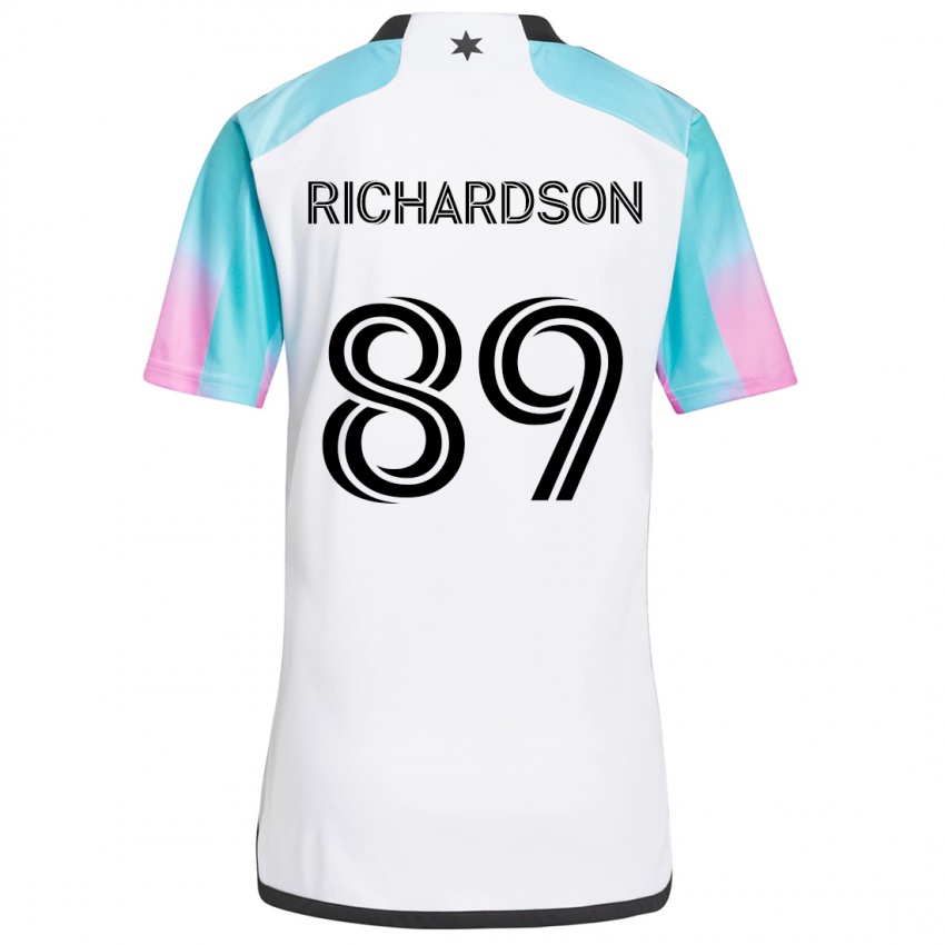 Børn Nick Richardson #89 Hvid Blå Sort Udebane Spillertrøjer 2024/25 Trøje T-Shirt