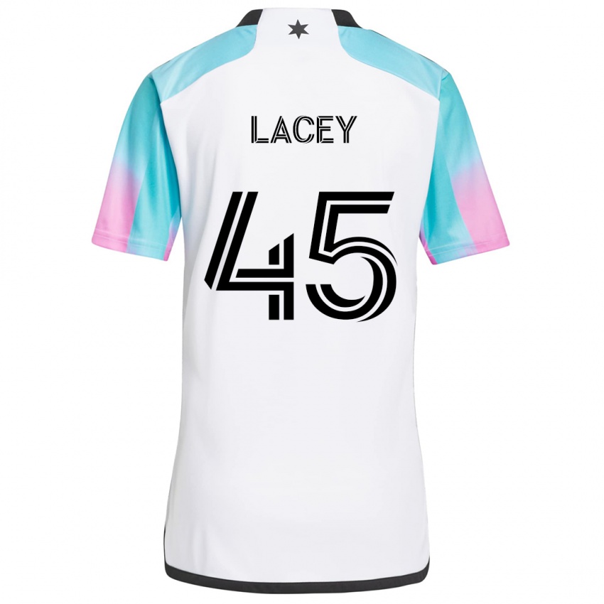 Børn Kameron Lacey #45 Hvid Blå Sort Udebane Spillertrøjer 2024/25 Trøje T-Shirt