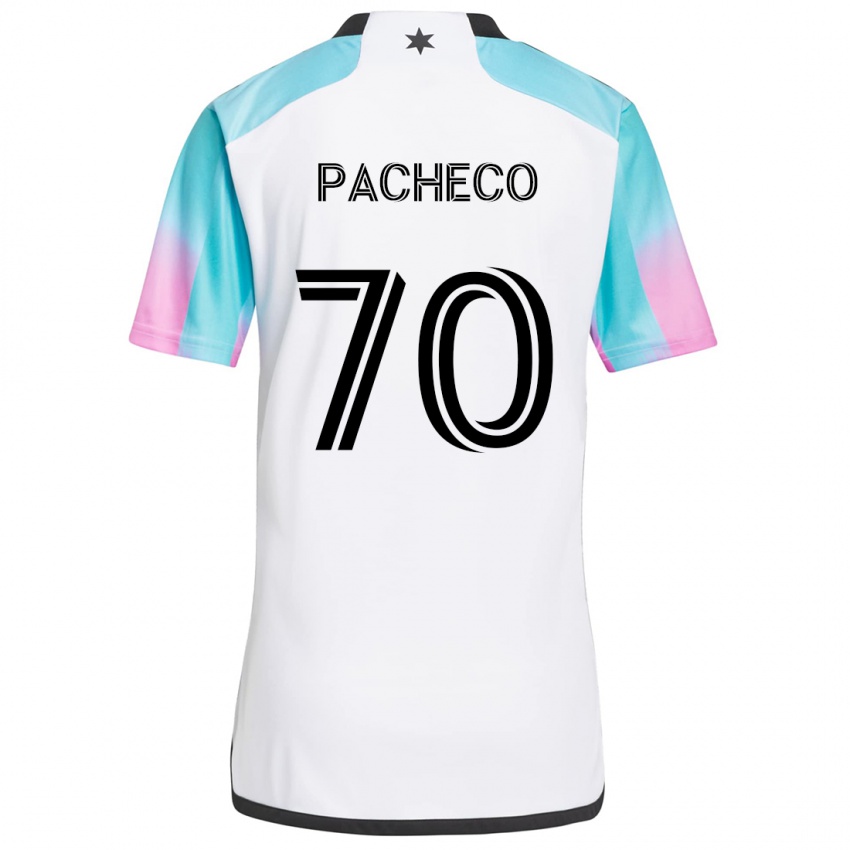 Børn Diogo Pacheco #70 Hvid Blå Sort Udebane Spillertrøjer 2024/25 Trøje T-Shirt