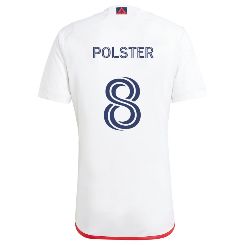 Børn Matt Polster #8 Hvid Rød Udebane Spillertrøjer 2024/25 Trøje T-Shirt