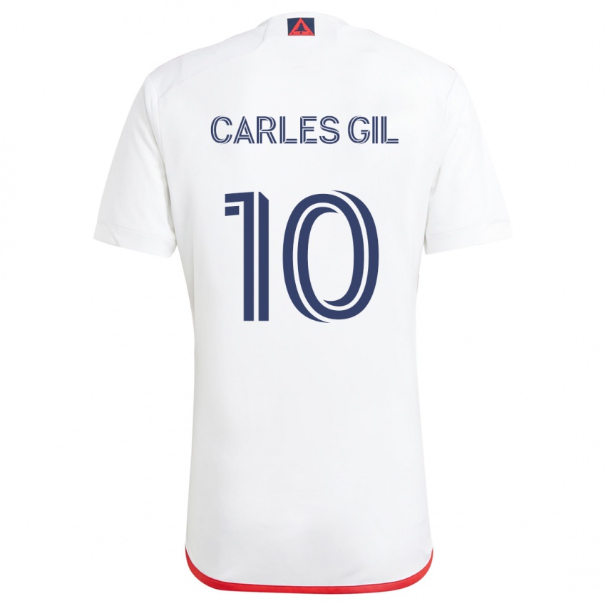 Børn Carles Gil #10 Hvid Rød Udebane Spillertrøjer 2024/25 Trøje T-Shirt