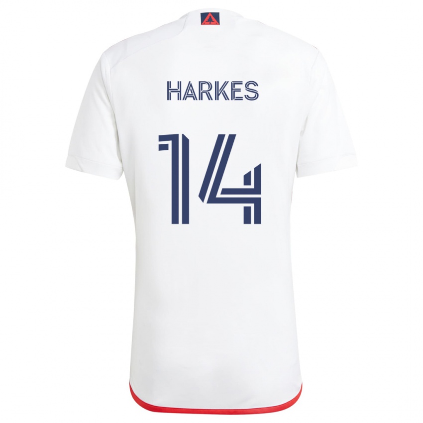 Børn Ian Harkes #14 Hvid Rød Udebane Spillertrøjer 2024/25 Trøje T-Shirt