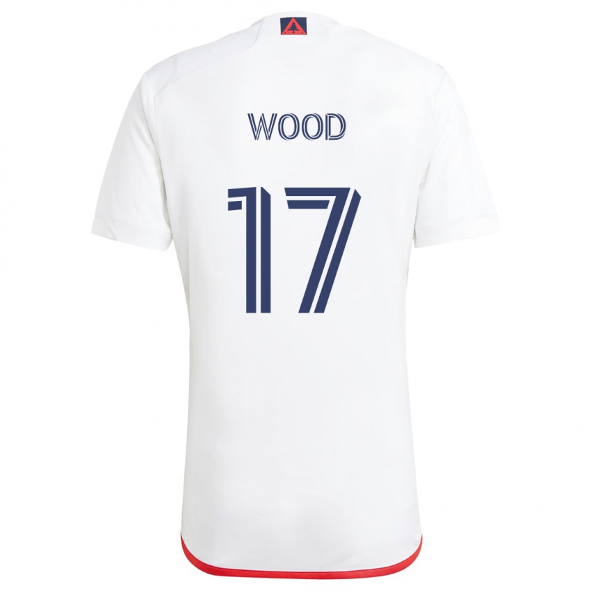 Børn Bobby Wood #17 Hvid Rød Udebane Spillertrøjer 2024/25 Trøje T-Shirt