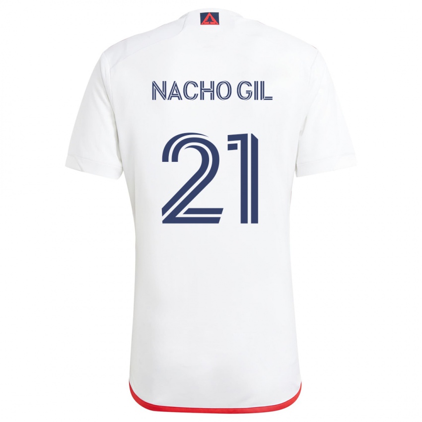 Børn Nacho Gil #21 Hvid Rød Udebane Spillertrøjer 2024/25 Trøje T-Shirt