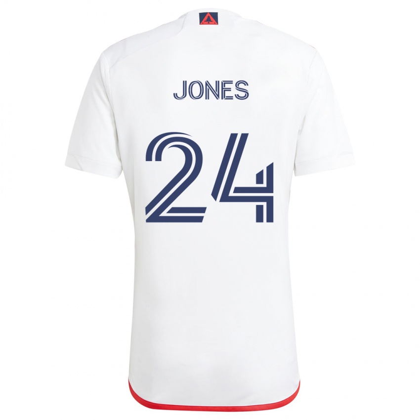 Børn Dejuan Jones #24 Hvid Rød Udebane Spillertrøjer 2024/25 Trøje T-Shirt