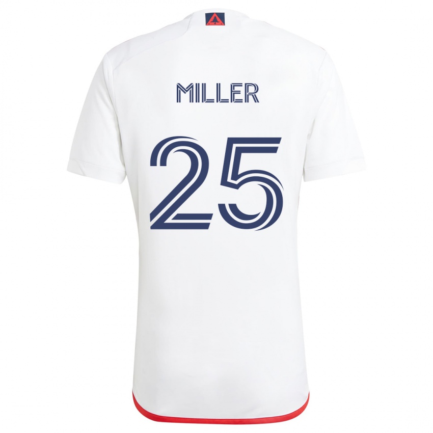 Børn Peyton Miller #25 Hvid Rød Udebane Spillertrøjer 2024/25 Trøje T-Shirt