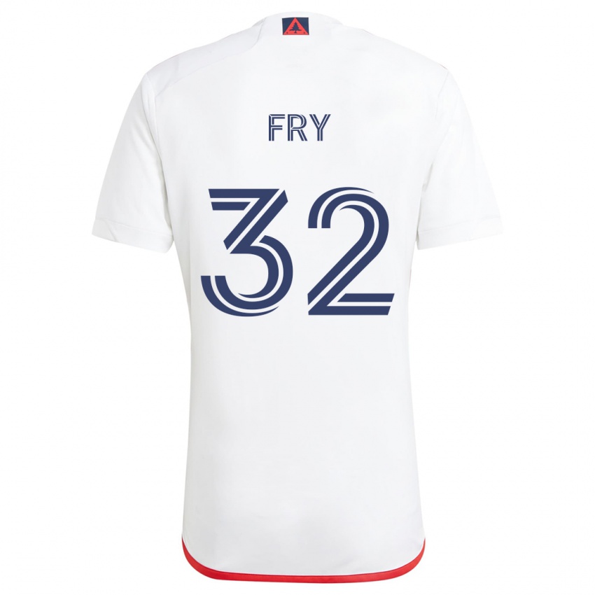 Børn Malcolm Fry #32 Hvid Rød Udebane Spillertrøjer 2024/25 Trøje T-Shirt