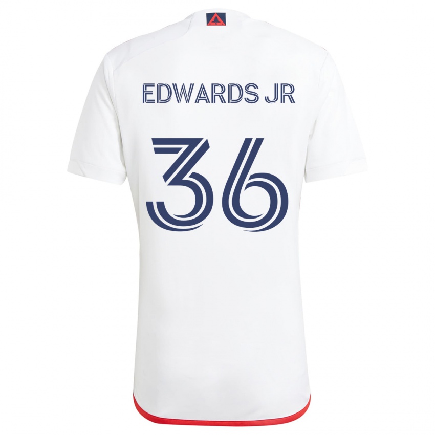 Børn Earl Edwards Jr. #36 Hvid Rød Udebane Spillertrøjer 2024/25 Trøje T-Shirt