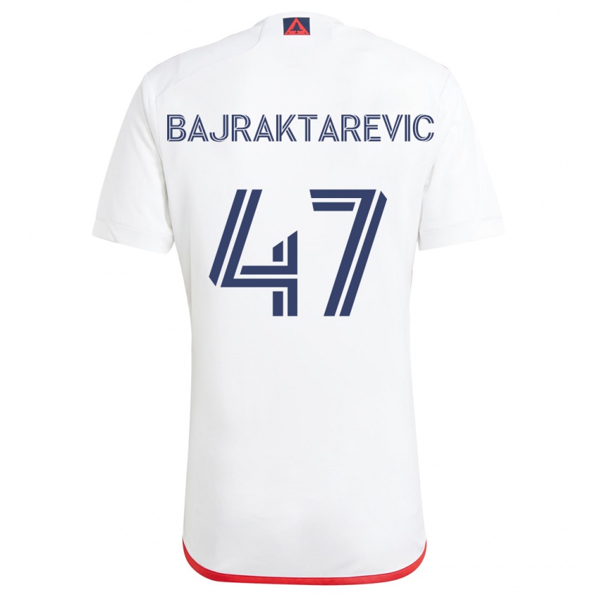 Børn Esmir Bajraktarevic #47 Hvid Rød Udebane Spillertrøjer 2024/25 Trøje T-Shirt