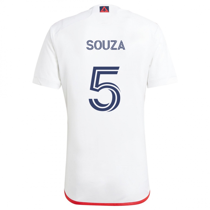 Børn Victor Souza #5 Hvid Rød Udebane Spillertrøjer 2024/25 Trøje T-Shirt