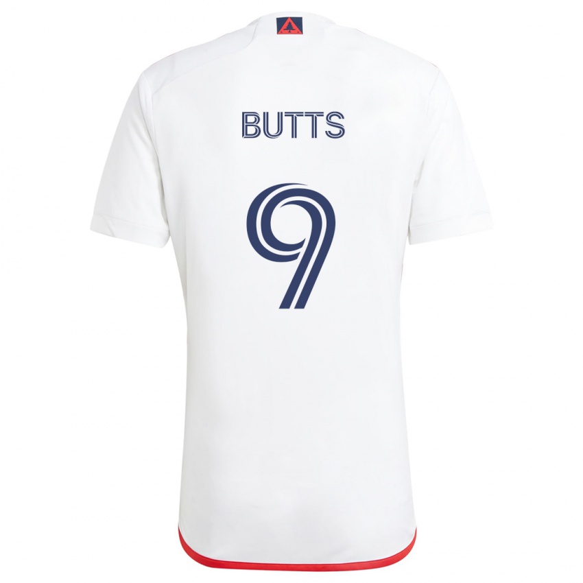 Børn Liam Butts #9 Hvid Rød Udebane Spillertrøjer 2024/25 Trøje T-Shirt