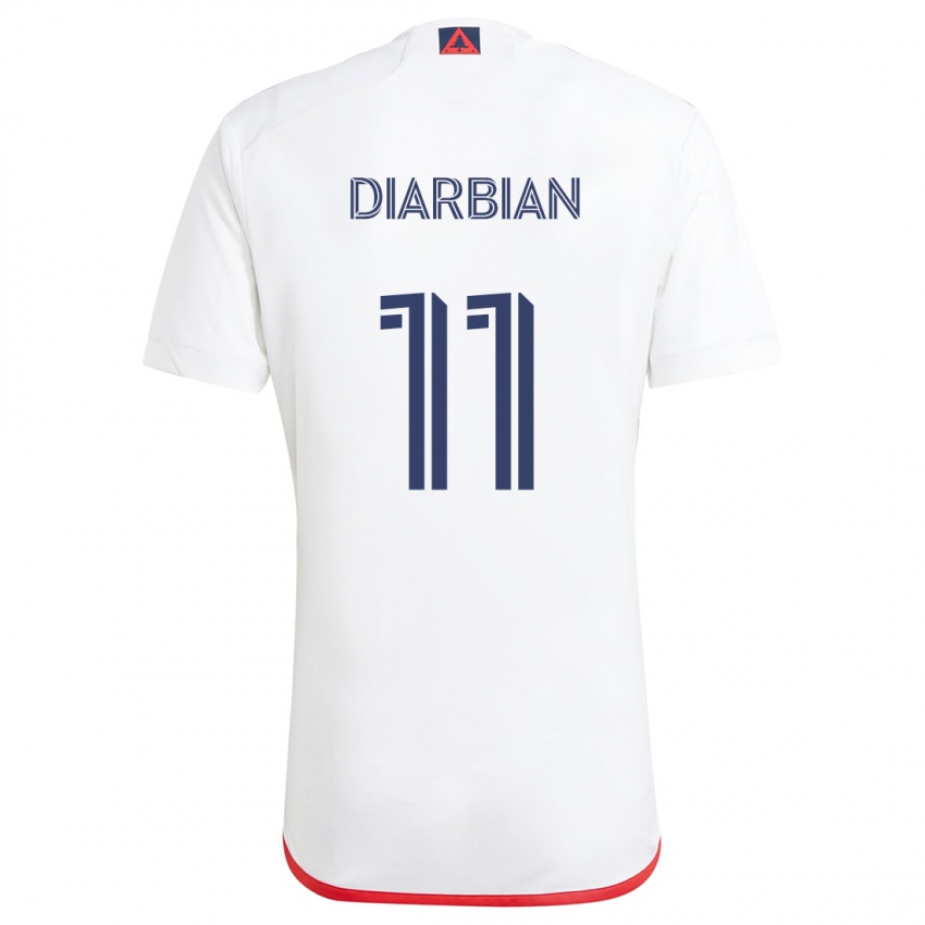 Børn Gevork Diarbian #11 Hvid Rød Udebane Spillertrøjer 2024/25 Trøje T-Shirt