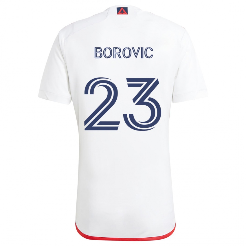 Børn Luka Borovic #23 Hvid Rød Udebane Spillertrøjer 2024/25 Trøje T-Shirt