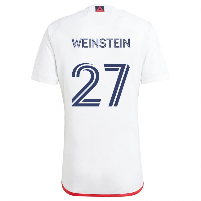 Børn Max Weinstein #27 Hvid Rød Udebane Spillertrøjer 2024/25 Trøje T-Shirt