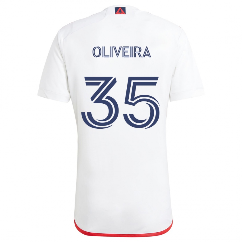 Børn Cristiano Oliveira #35 Hvid Rød Udebane Spillertrøjer 2024/25 Trøje T-Shirt