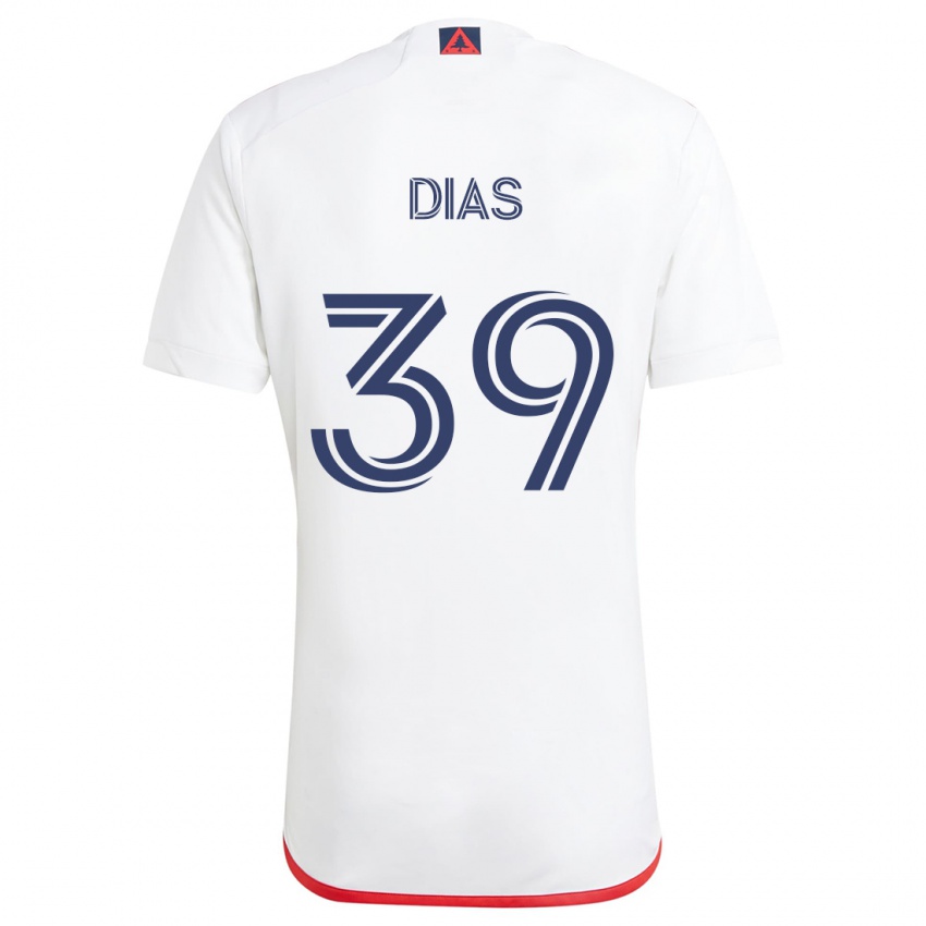 Børn Marcos Dias #39 Hvid Rød Udebane Spillertrøjer 2024/25 Trøje T-Shirt