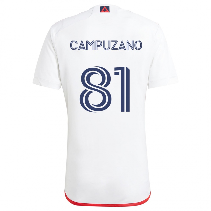 Børn Nico Campuzano #81 Hvid Rød Udebane Spillertrøjer 2024/25 Trøje T-Shirt