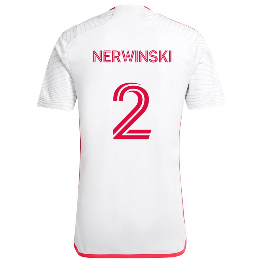 Børn Jake Nerwinski #2 Hvid Rød Udebane Spillertrøjer 2024/25 Trøje T-Shirt