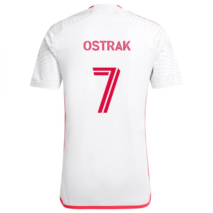 Børn Tomás Ostrák #7 Hvid Rød Udebane Spillertrøjer 2024/25 Trøje T-Shirt