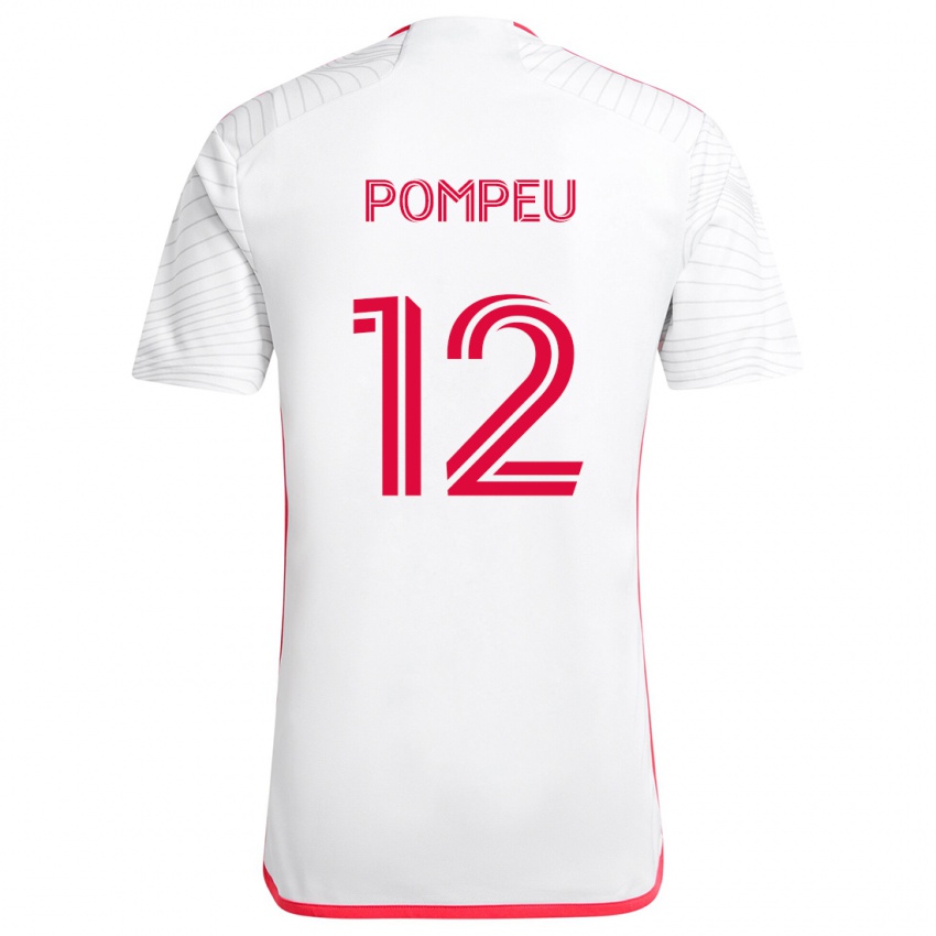 Børn Célio Pompeu #12 Hvid Rød Udebane Spillertrøjer 2024/25 Trøje T-Shirt