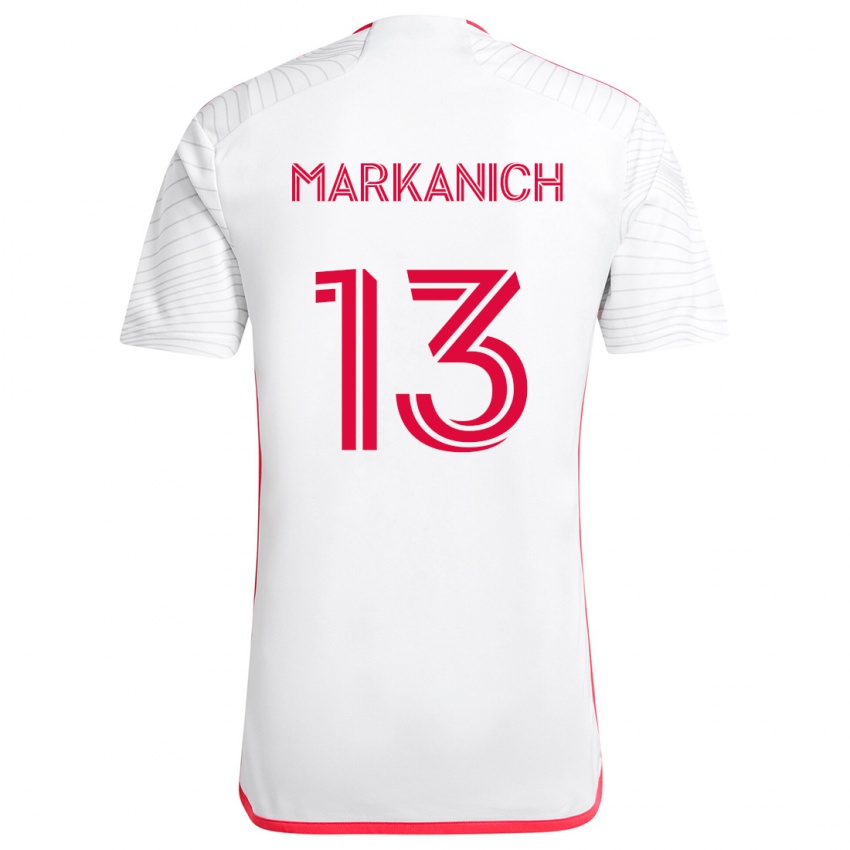 Børn Anthony Markanich #13 Hvid Rød Udebane Spillertrøjer 2024/25 Trøje T-Shirt