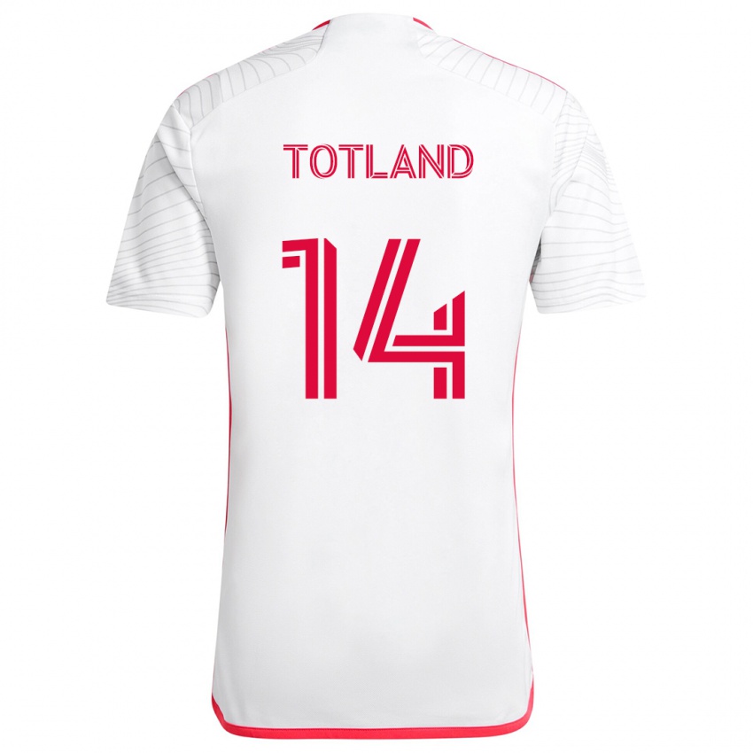 Børn Tomas Totland #14 Hvid Rød Udebane Spillertrøjer 2024/25 Trøje T-Shirt