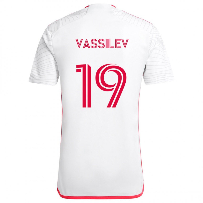 Børn Indiana Vassilev #19 Hvid Rød Udebane Spillertrøjer 2024/25 Trøje T-Shirt