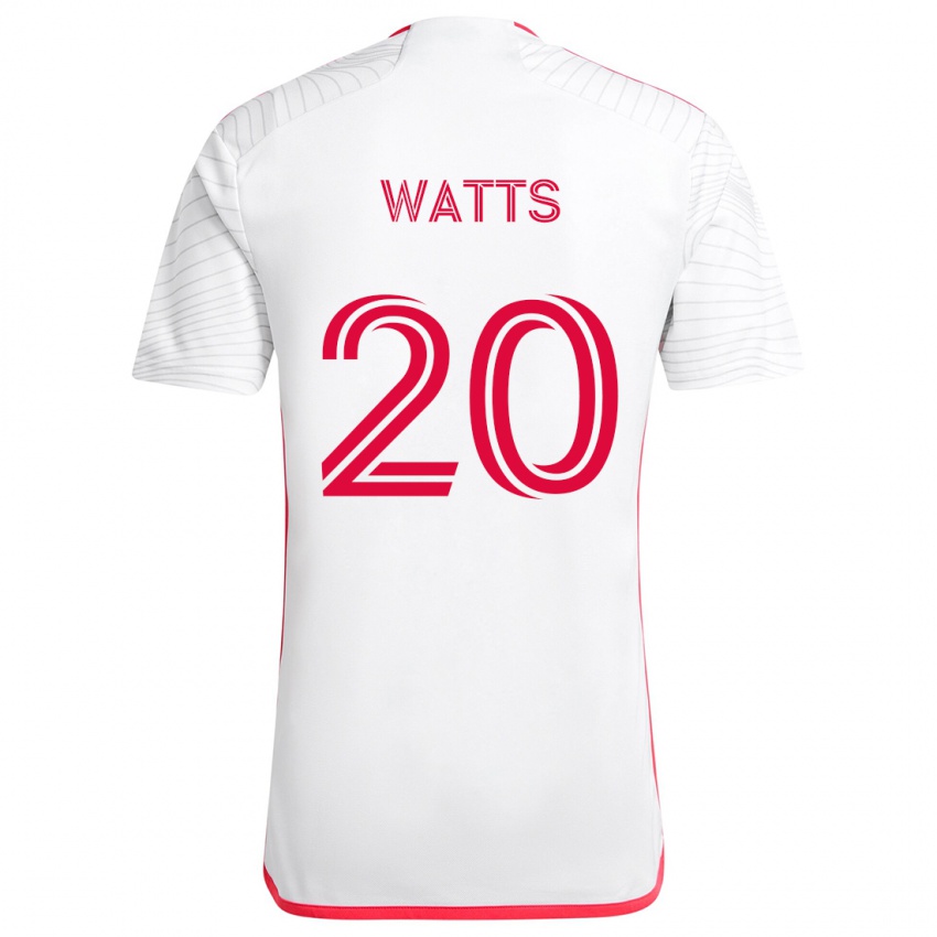 Børn Akil Watts #20 Hvid Rød Udebane Spillertrøjer 2024/25 Trøje T-Shirt