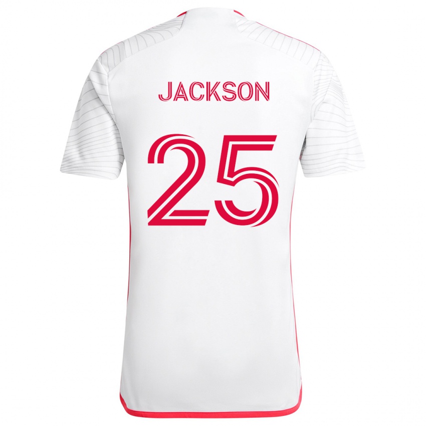 Børn Aziel Jackson #25 Hvid Rød Udebane Spillertrøjer 2024/25 Trøje T-Shirt