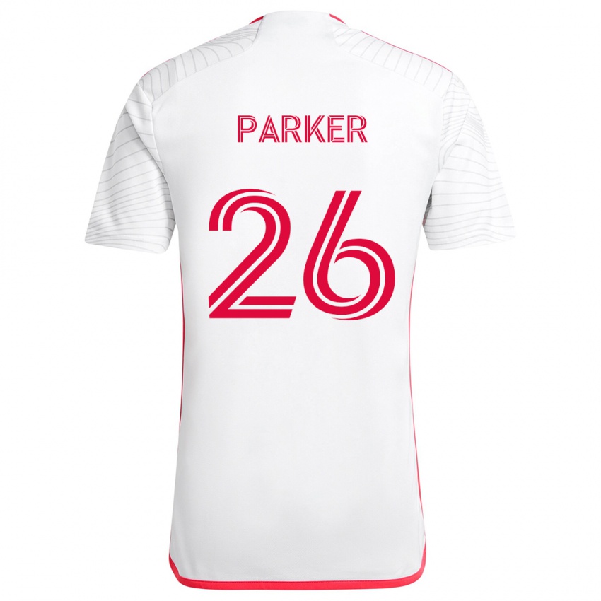 Børn Tim Parker #26 Hvid Rød Udebane Spillertrøjer 2024/25 Trøje T-Shirt