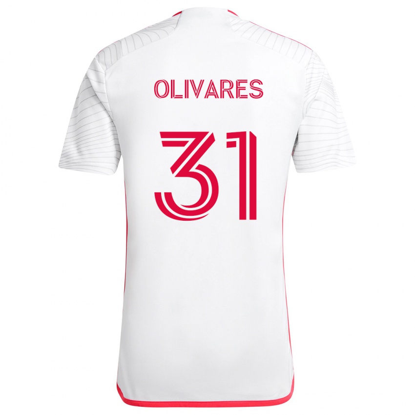 Børn Christian Olivares #31 Hvid Rød Udebane Spillertrøjer 2024/25 Trøje T-Shirt