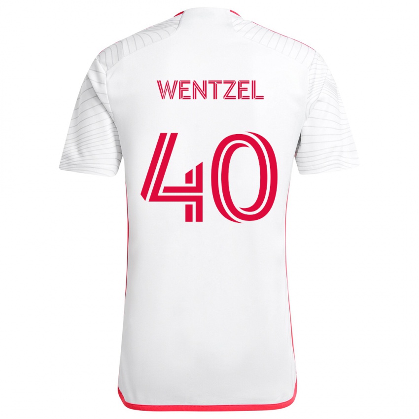 Børn Michael Wentzel #40 Hvid Rød Udebane Spillertrøjer 2024/25 Trøje T-Shirt