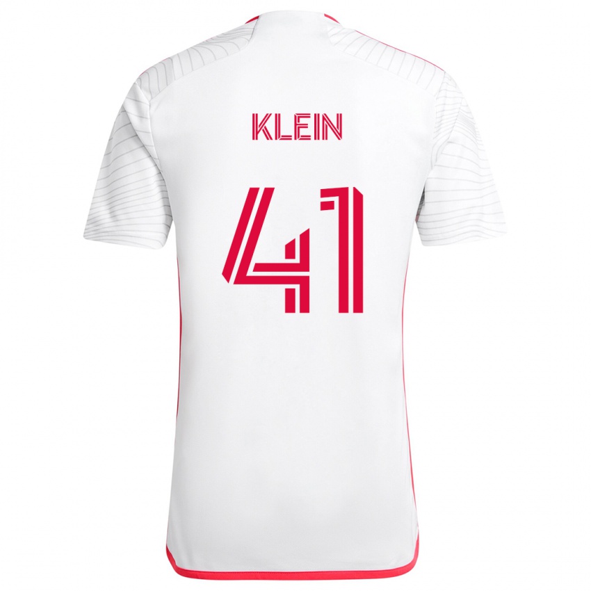 Børn Johnny Klein #41 Hvid Rød Udebane Spillertrøjer 2024/25 Trøje T-Shirt