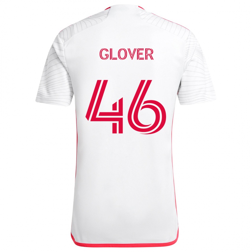 Børn Caden Glover #46 Hvid Rød Udebane Spillertrøjer 2024/25 Trøje T-Shirt