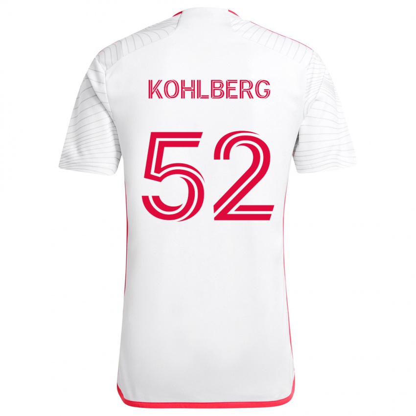 Børn Andrew Kohlberg #52 Hvid Rød Udebane Spillertrøjer 2024/25 Trøje T-Shirt