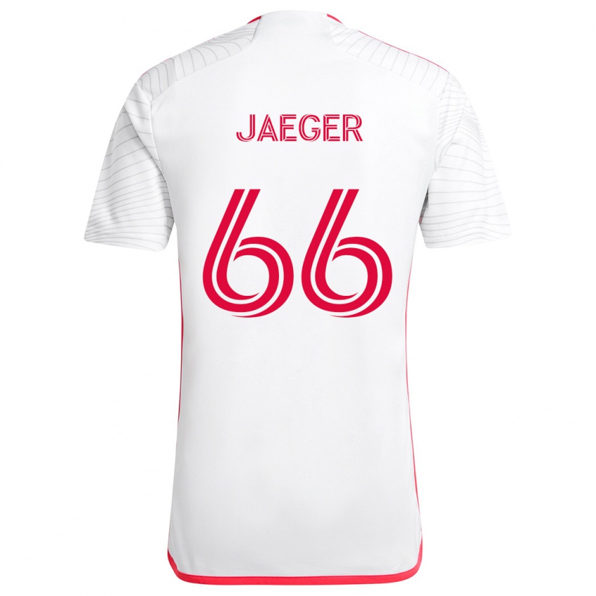 Børn Kai Jaeger #66 Hvid Rød Udebane Spillertrøjer 2024/25 Trøje T-Shirt