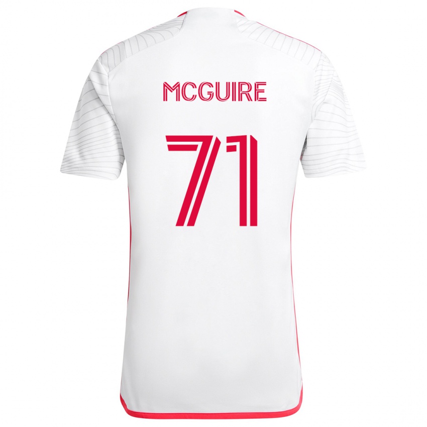 Børn Nolan Mcguire #71 Hvid Rød Udebane Spillertrøjer 2024/25 Trøje T-Shirt