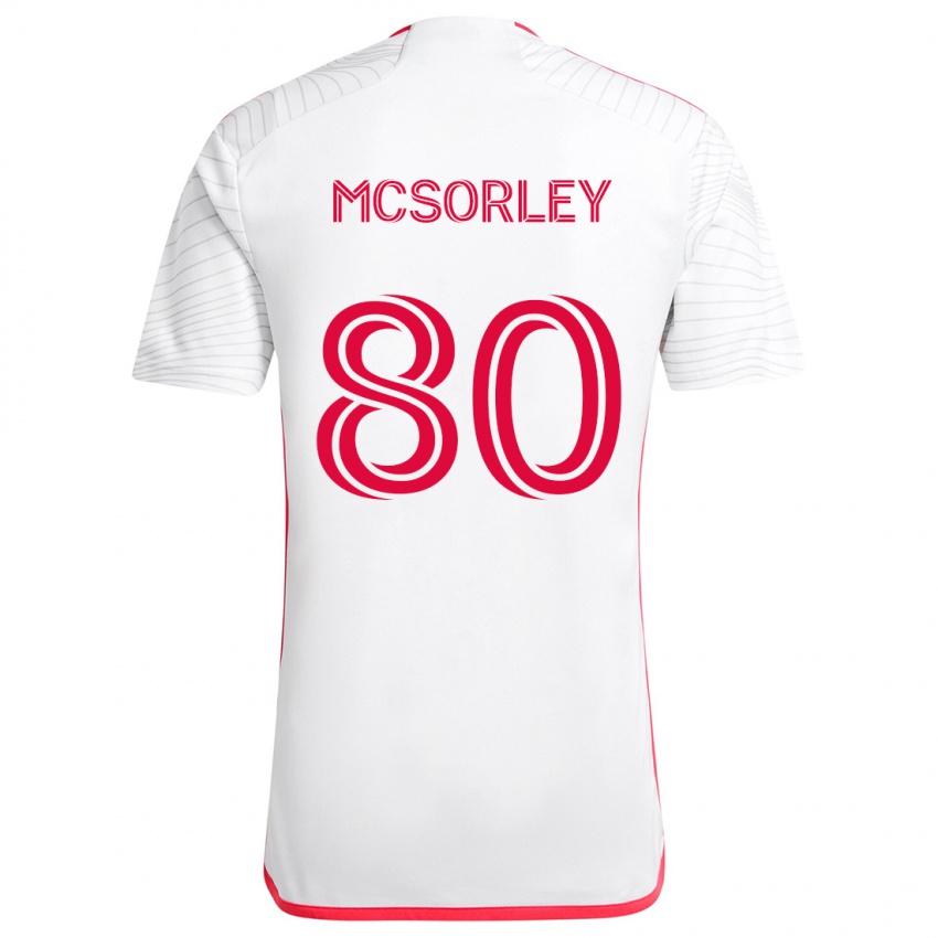 Børn Brendan Mcsorley #80 Hvid Rød Udebane Spillertrøjer 2024/25 Trøje T-Shirt