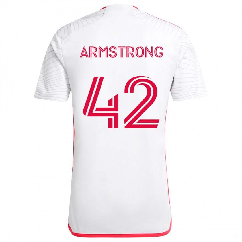 Børn Ezra Armstrong #42 Hvid Rød Udebane Spillertrøjer 2024/25 Trøje T-Shirt