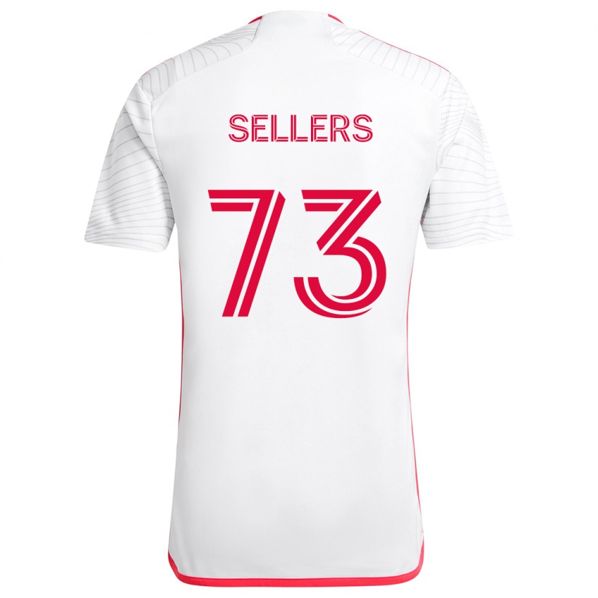 Børn Braydon Sellers #73 Hvid Rød Udebane Spillertrøjer 2024/25 Trøje T-Shirt