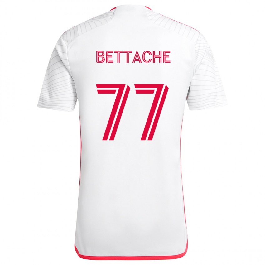 Børn Faysal Bettache #77 Hvid Rød Udebane Spillertrøjer 2024/25 Trøje T-Shirt