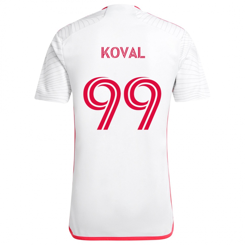 Børn Stanislav Koval #99 Hvid Rød Udebane Spillertrøjer 2024/25 Trøje T-Shirt