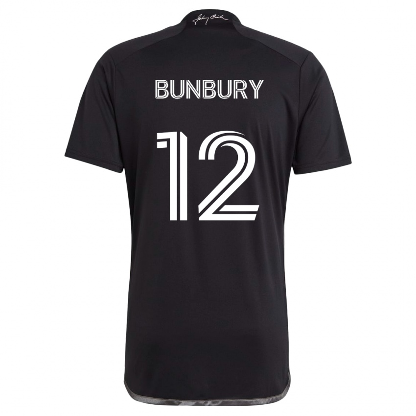 Børn Teal Bunbury #12 Sort Udebane Spillertrøjer 2024/25 Trøje T-Shirt