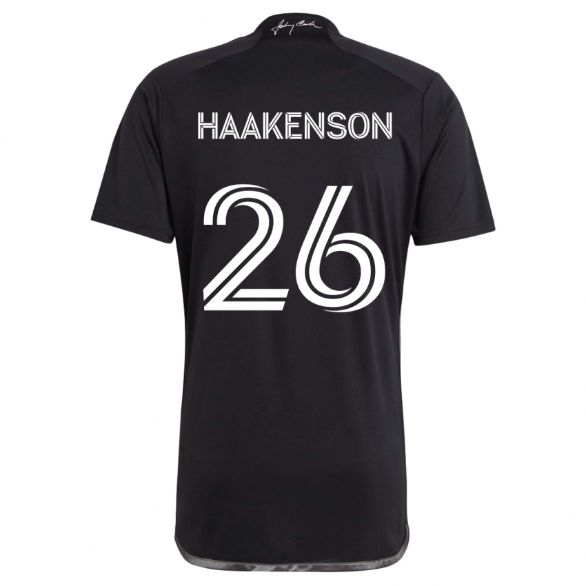 Børn Luke Haakenson #26 Sort Udebane Spillertrøjer 2024/25 Trøje T-Shirt